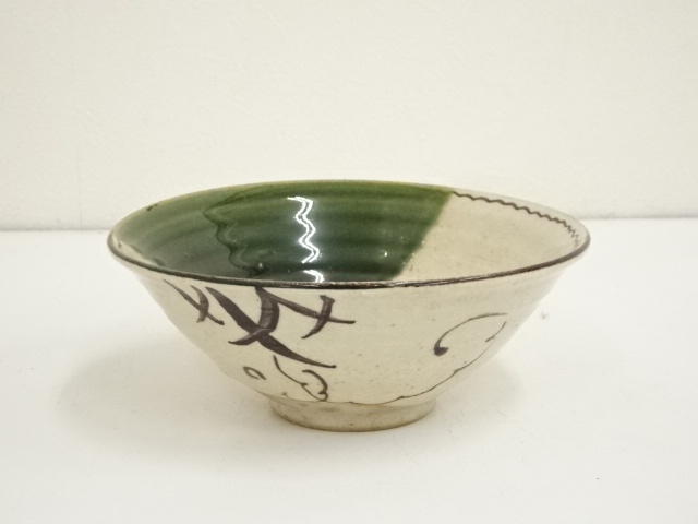 織部焼　梅村晴峰造　平茶碗